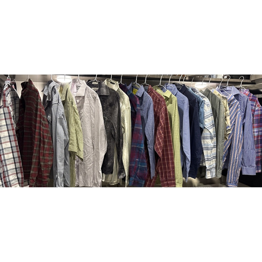 Lot Of 20 Bulk Mens Button Up/ Button Down Various Sizes S-3x Resell/wholesale